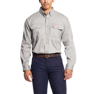 Ariat Work: FR Solid Vent Camisa Hombre - Plateadas (UMJIC9782)